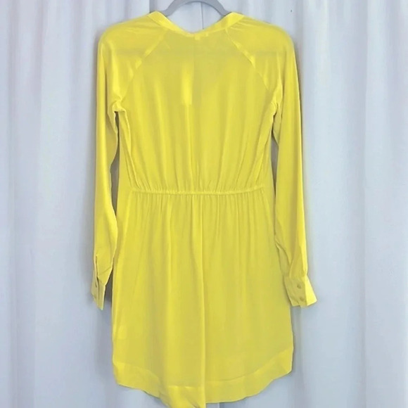 NEW LaMade Yellow Silk Long Sleeve Button Dress Size XS - Picture 2 of 7